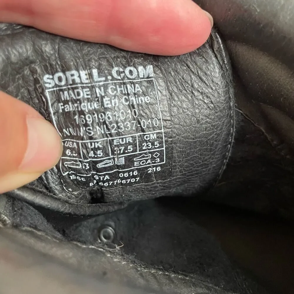 Sorel Conquest Wedge Waterproof Snow Boots Black Grey 6.5